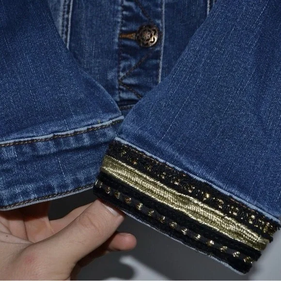 Desigual Floral Print Denim Jacket Blue size 42 or M - Picture 9 of 12